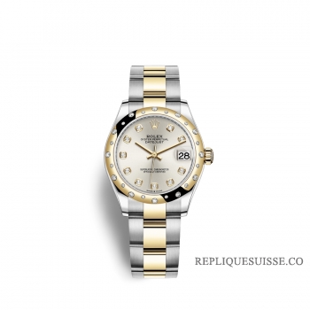Rolex Datejust 31 Oystersteel or jaune 18 ct M278343RBR-0019 Argent serti de diamants Cadran