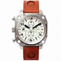 U-BOAT Thousands of Feet 50mm Blanc Dial brun cuir Montre Réplique