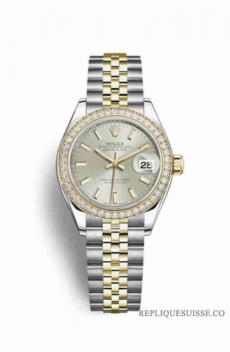 Copie Montre Rolex Datejust 28 Jaune Rolesor Oystersteel Or jaune 18 ct RBR Argent Cadran m279383rbr-0017