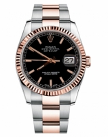 Réplique Rolex Datejust 36mm acier et cadran en or rose noire 116231 BKSO