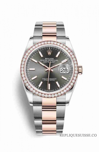 Copie Montre Rolex Datejust 36 Everose Roles ou Oystersteel 18 ct Everose or 126281RBR rhodium fonce Cadran m126281rbr-0002