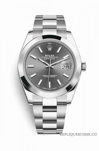 Copie Montre Rolex Datejust 41 Oystersteel 126300 rhodium fonce Cadran m126300-0007