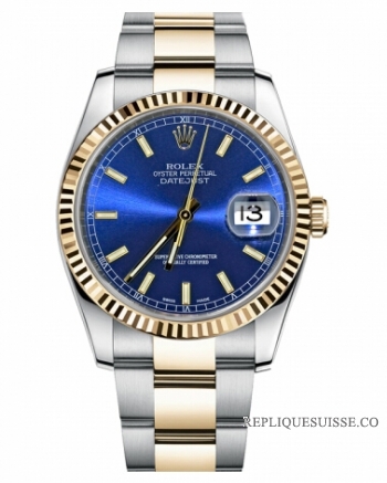 Réplique Rolex Datejust 36mm acier et or bleu Dial 116233 BLSO