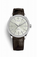 Copie Montre Rolex Cellini Time or blanc 18 ct 50709RBR Cadran rhodium m50709rbr-0012