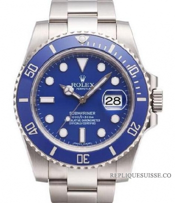 Réplique Rolex Submariner Date bleu Bezel et Dial 116619LB