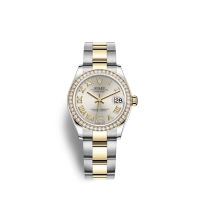 Rolex Datejust 31 Oystersteel or jaune 18 ct M278383RBR-0003 Argent serti de diamants Cadran