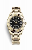 Copie Montre Rolex Pearlmaster 34 Or jaune 18 ct Cadran Noir m81318-0028