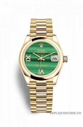 Copie Montre Rolex Datejust 31 or jaune 18 ct 278248 Malachite diamants ensemble Cadran m278248-0004