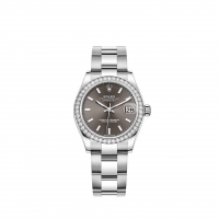 Rolex Datejust 31 Rolesor blanc cadran gris fonce bracelet Oyster