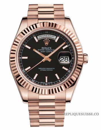 Réplique Rolex Day Date II President Pink or noir cadran 218235 BKIP Mont 218235 BKIP