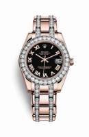 Copie Montre Rolex Pearlmaster 34 18 ct Everose or cadran noir m81285-0045