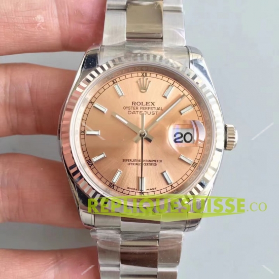Réplique Rolex Datejust en acier de 36mm Rose Dial bracelet Oyster 116234 PIO - Cliquez sur l'image pour la fermer