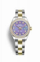 Copie Montre Rolex Datejust 28 Jaune Rolesor Oystersteel or jaune 18 ct RBR Lavender ensemble diamants Cadran m279383rbr-0016