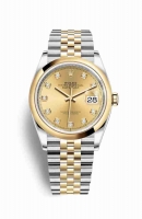 Copie Montre Rolex Datejust 36 Jaune Rolesor Oystersteel or jaune 18 ct 126203 Champagne-diamants ensemble de couleur Cadran m126203-0017