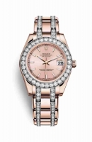 Copie Montre Rolex Pearlmaster 34 18 ct Everose or cadran rose m81285-0037