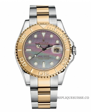 Rolex Yacht-Master Acier inoxydable et Or jaune Dark MOP cadran 168623 DKM