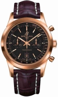 Breitling Transocean 01 Chronographe Red Or noir Croco Strap Montre Réplique