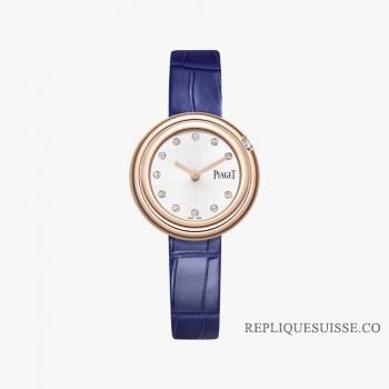 Piaget Possession Cadran Argent Et Diamants Pour Femmes En Cuir Or Rose 18K G0A43081 Montres Copie