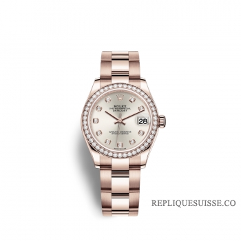Rolex Datejust 31 Or Everose 18 ct M278285RBR-0019 Argent sertie de diamants Cadran