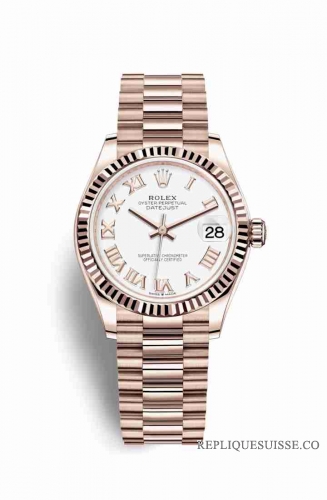 Copie Montre Rolex Datejust 31 18 ct Everose or 278275 cadran blanc m278275-0019