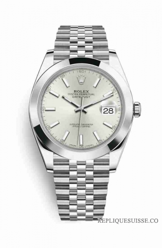 Copie Montre Rolex Datejust 41 Oystersteel 126300 argent cadran m126300-0004