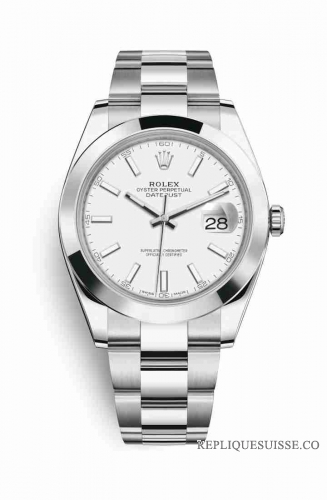 Copie Montre Rolex Datejust 41 Oystersteel 126300 cadran blanc m126300-0005