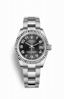 Copie Montre Rolex Datejust 31 Blanc Role ou Oystersteel Or blanc 18 carats 178274 Cadran Noir m178274-0064