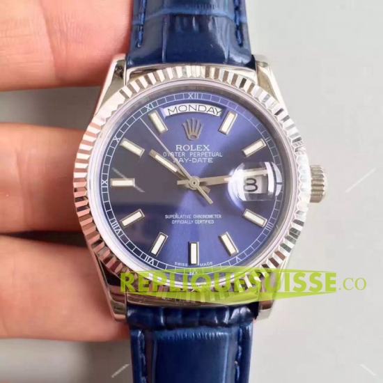 Rolex Day Date blanc Or Bleu cadran 118139 BLL - Cliquez sur l'image pour la fermer