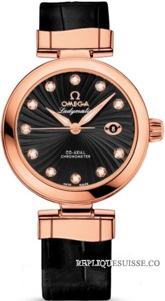 Omega De Ville Ladymatic Dames Rose Or cuir Strap 425.63.34 Montre Réplique