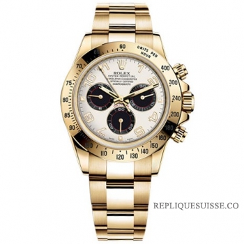 Rolex Daytona Ivoire Cadran arabe or jaune 18 carats Oyster Bracelet Réplique