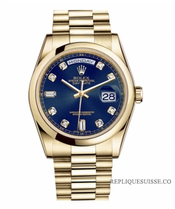 Rolex Day Date Or jaune Bleu cadran 118208 BDP