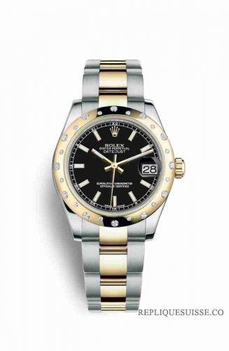 Copie Montre Rolex Datejust 31 Jaune Rolesor Oystersteel Or jaune 18 ct 178343 Cadran Noir m178343-0059