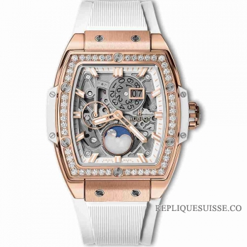 Copie Montre Hublot Spirit Of Big Bang Moonphase Roi Or Blanc Diamants 42mm 647.OE.2080.RW.1204