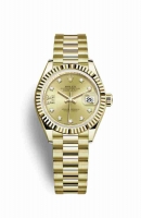 Copie Montre Rolex Datejust 28 Or jaune 18 ct Champagne-couleur diamants Cadran m279178-0013