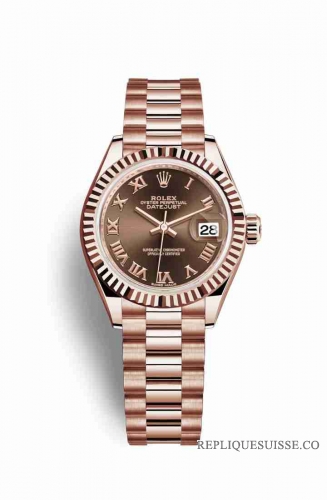 Copie Montre Rolex Datejust 28 or 18 carats Everose 279175 chocolat cadran m279175-0014