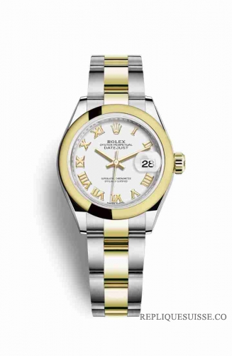 Copie Montre Rolex Datejust 28 Jaune Rolesor Oystersteel or jaune 18 ct cadran blanc m279163-0024