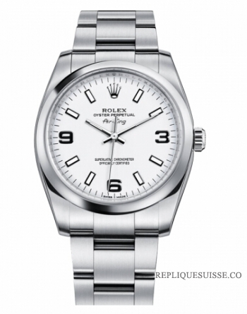 Réplique Rolex Air-King Domed Bezel argent cadran 114200 WAO Montre Repli 114200 WAO