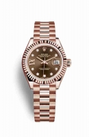 Copie Montre Rolex Datejust 28 18 carats Everose or 279175 Set diamants chocolat Cadran m279175-0002