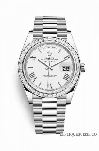 Copie Montre Rolex Day-Date 40 Platinum 228396TBR cadran blanc m228396tbr-0018