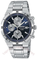 Seiko Alarm Chronographe acier bleu Hommes SNA695 Montre Réplique