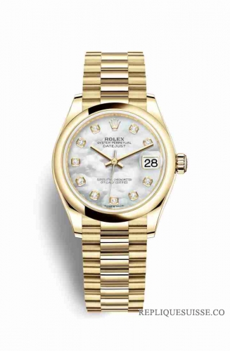 Copie Montre Rolex Datejust 31 Or jaune 18 ct 278248 Diamants nacres blancs Cadran m278248-0016