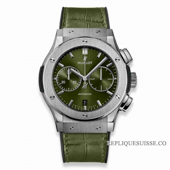 Copie Montre Hublot Classic Fusion Chronographe Titane Vert 45mm 521.NX.8970.LR