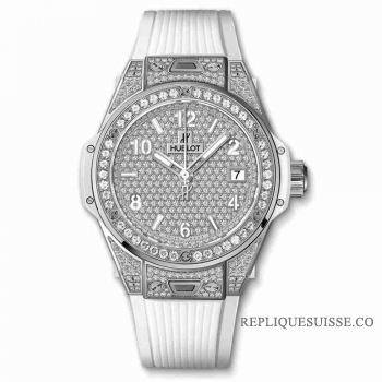 Copie Montre Hublot Big Bang One Click Acier Blanc Plein Pave 39mm 465.SE.9010.RW.1604