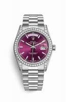 Copie Montre Rolex Day-Date 36 cosses en or blanc 18 carats serties de diamants 118389 Cherry Cadran m118389-0106