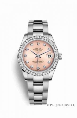 Copie Montre Rolex Datejust 31 White Rolesor Oystersteel or blanc 18 carats 178384 Rose set diamants Cadran m178384-0064