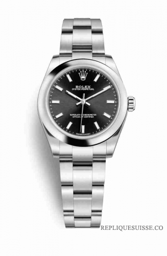 Copie Montre Rolex Oyster Perpetual 31 Oystersteel Cadran noir m177200-0019