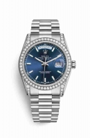 Copie Montre Rolex Day-Date 36 cosses en or blanc 18 carats serties de diamants 118389 Cadran bleu m118389-0108