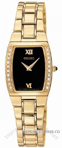 Seiko Diamant Or-tone acier noir Dames SUJE82 Montre Réplique