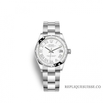 Rolex Datejust 31 Rolesor blanc cadran blanc bracelet Oyster
