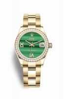 Copie Montre Rolex Datejust 31 or jaune 18 carats 278288RBR Malachite diamants ensemble Cadran m278288rbr-0003